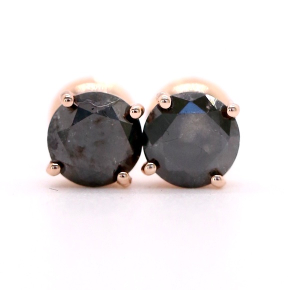 2.42 Carat Black Diamonds Rose Gold Earrings